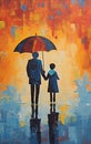 Romantic Impressionism: A Captivating Umbrella Painting