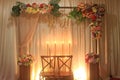 Romantic indoor decoration with fresh flowers for weddings, fiancÃÂ©s, ceremonies