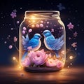 Romantic Keepsake: Lovebirds in a Jar