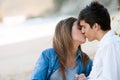 Romantic kiss on beach. Royalty Free Stock Photo