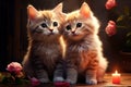 Romantic kittens embody love, painting the essence of Valentines concept