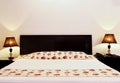 Romantic Lamp Lights along both sides of Bed in a room, Ambient room environment clean background