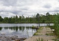 Romantic Landscape of photography of forest and lake in skovde sweden.