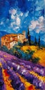 Romantic Lavender Dreams: A Vibrant Oil Painting of Italy\'s Old