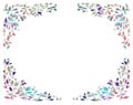 Romantic leaves frame with purple and pink and green colors illustration for photo or babyshower or wedding invitation