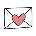 Romantic letter doodle vector illustration