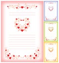 Romantic letter template with hearts