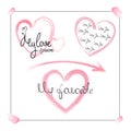 Romantic lettering by hand on a background of watercolor hearts Royalty Free Stock Photo