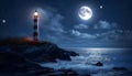 Romantic lighthouse near Atlantic seaboard Royalty Free Stock Photo