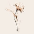 Romantic Lily: Delicate Sketch In Light Brown And Black