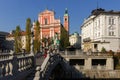 Romantic Ljubljana city center: river Ljubljanica, Triple Brid