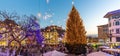 Romantic Ljubljana`s city center decorated for Christmas holidays. Preseren`s square, Ljubljana, Slovenia, Europe