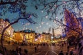 Romantic Ljubljana`s city center decorated for Christmas holidays. Preseren`s square, Ljubljana, Slovenia, Europe