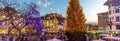 Romantic Ljubljana`s city center decorated for Christmas holidays. Preseren`s square, Ljubljana, Slovenia, Europe