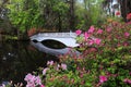 Romantic Long White Bridge with Azaleas Royalty Free Stock Photo