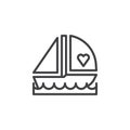 Romantic love boat line icon