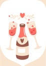 Romantic Love Champagne Card