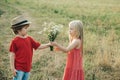 Romantic and love. Childcare. Valentine. The concept of child friendship and kindness. Happy Valentines day. Valentines Royalty Free Stock Photo