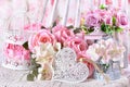 Romantic love decoration with flowers and heart