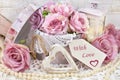 Romantic love decoration in shabby chic style for wedding or val