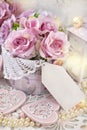 Romantic love decoration in shabby chic style for wedding or val