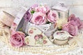 Romantic love decoration in shabby chic style for wedding or val