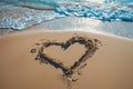 A romantic love heart drawn in the sand on a beautiful beach Royalty Free Stock Photo