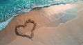 A romantic love heart drawn in the sand on a beautiful beach Royalty Free Stock Photo