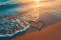 A romantic love heart drawn in the sand on a beautiful beach Royalty Free Stock Photo