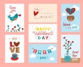 Romantic love postcard. Valentines day design cards, birthday party or banners with hearts. Cute happy posters with air