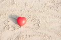 Romantic love symbol red heart on the paradise tropical beach with copy space. Valentine day and Marry Concept