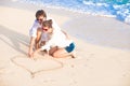 Romantic lovers vacation on a tropical beach.