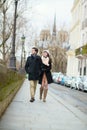 Romantic couple walking together in Paris Royalty Free Stock Photo