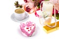 Romantic lunch with gift for Valentine`s Day Royalty Free Stock Photo