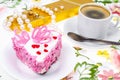 Romantic lunch with gift for Valentine`s Day Royalty Free Stock Photo