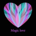 Romantic magic colorful heart with splash background