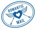 Romantic mail stamp. Winged heart and arrow. Valentine letter Royalty Free Stock Photo