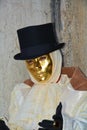 Romantic male golden mask in Venice, Italy, Europe