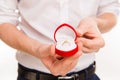 Romantic man making a marriage proposal, close up photo Royalty Free Stock Photo