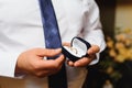 Romantic man making a marriage proposal, close up photo Royalty Free Stock Photo