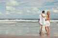 Romantic Man and Woman Couple Embracing On A Beach Royalty Free Stock Photo