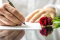 Romantic man writing a love letter Royalty Free Stock Photo