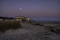 the romantic Marienlyst beach hotel in moonlight during the twilight hour Royalty Free Stock Photo