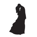 Romantic marriage kiss, couple in love, isolated vector silhouette