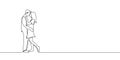 Romantic marriage one line drawing vector illustration