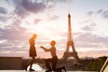 Romantic marriage proposal at Eiffel Tower, Paris, France Royalty Free Stock Photo