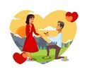 Romantic Marriage Proposal Vector Illustration