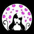 Romantic meeting of cats vector illustration