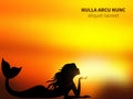 Romantic mermaid silhouette on sunrise Royalty Free Stock Photo