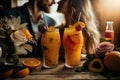 Romantic moments with fresh juices. AI generated